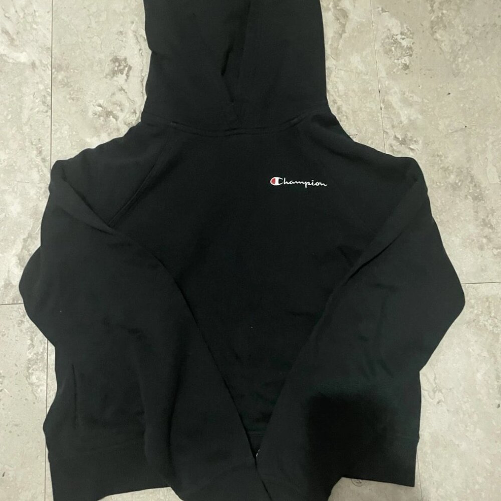 Champion Hoodie Sweatshirt - Size S Black Blank